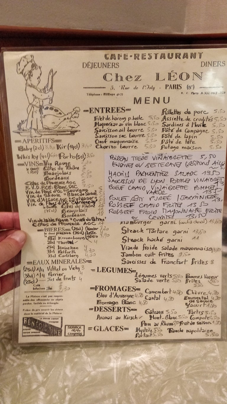 Chez Léon menu 1
