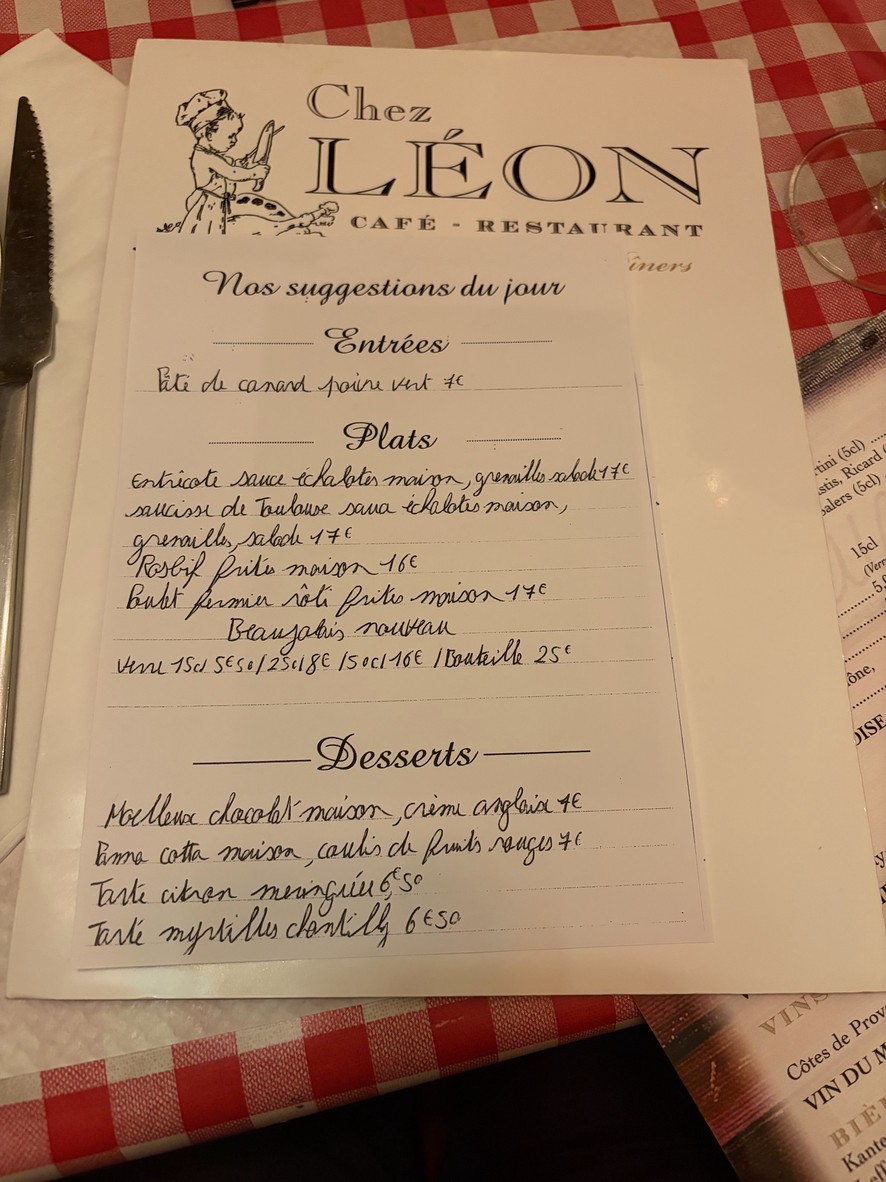 Chez Léon menu 3