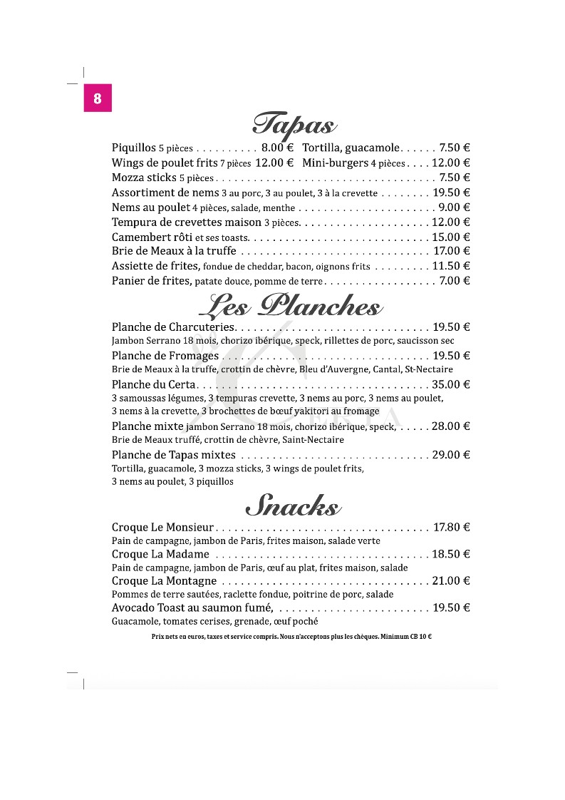 Certa menu 3