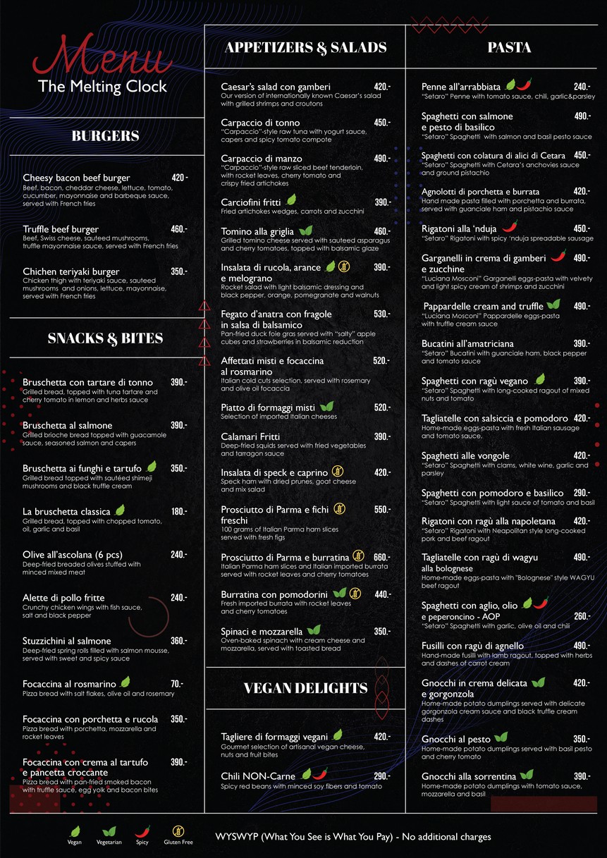 The Melting Clock menu 1