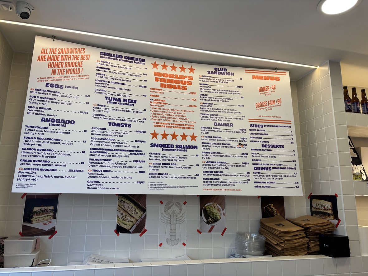 Homer Lobster - Vincennes menu 1