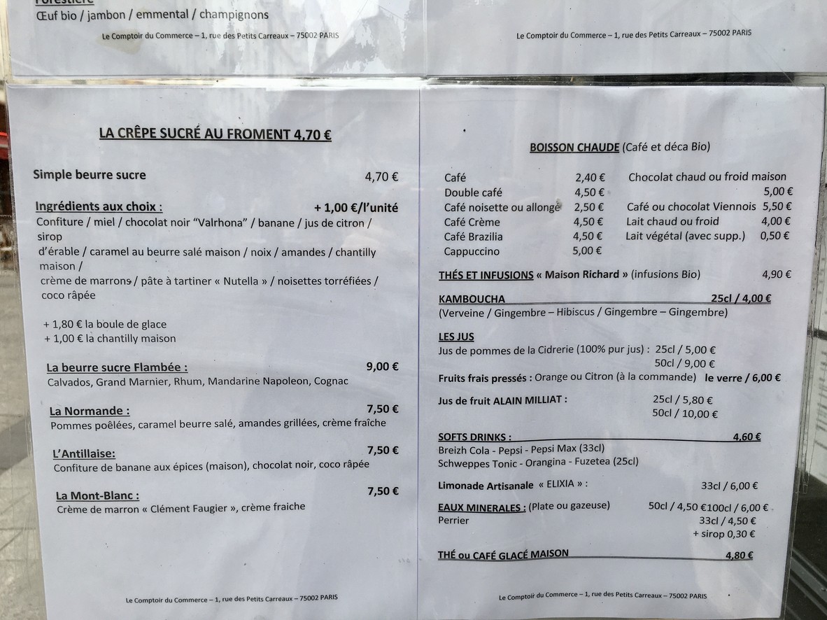 Crêperie - Le Comptoir du Commerce menu 2