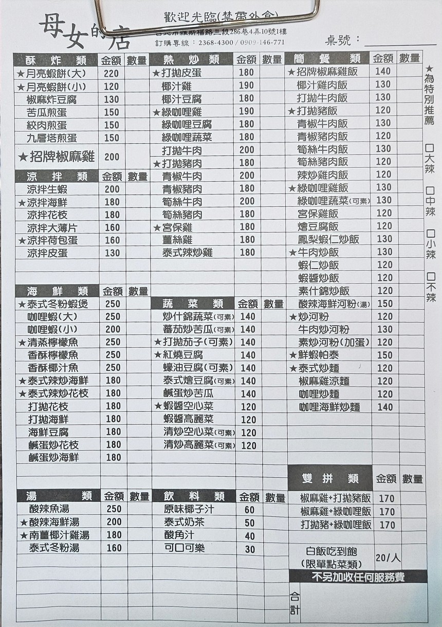 Mǔnǚ de diàn menu 1