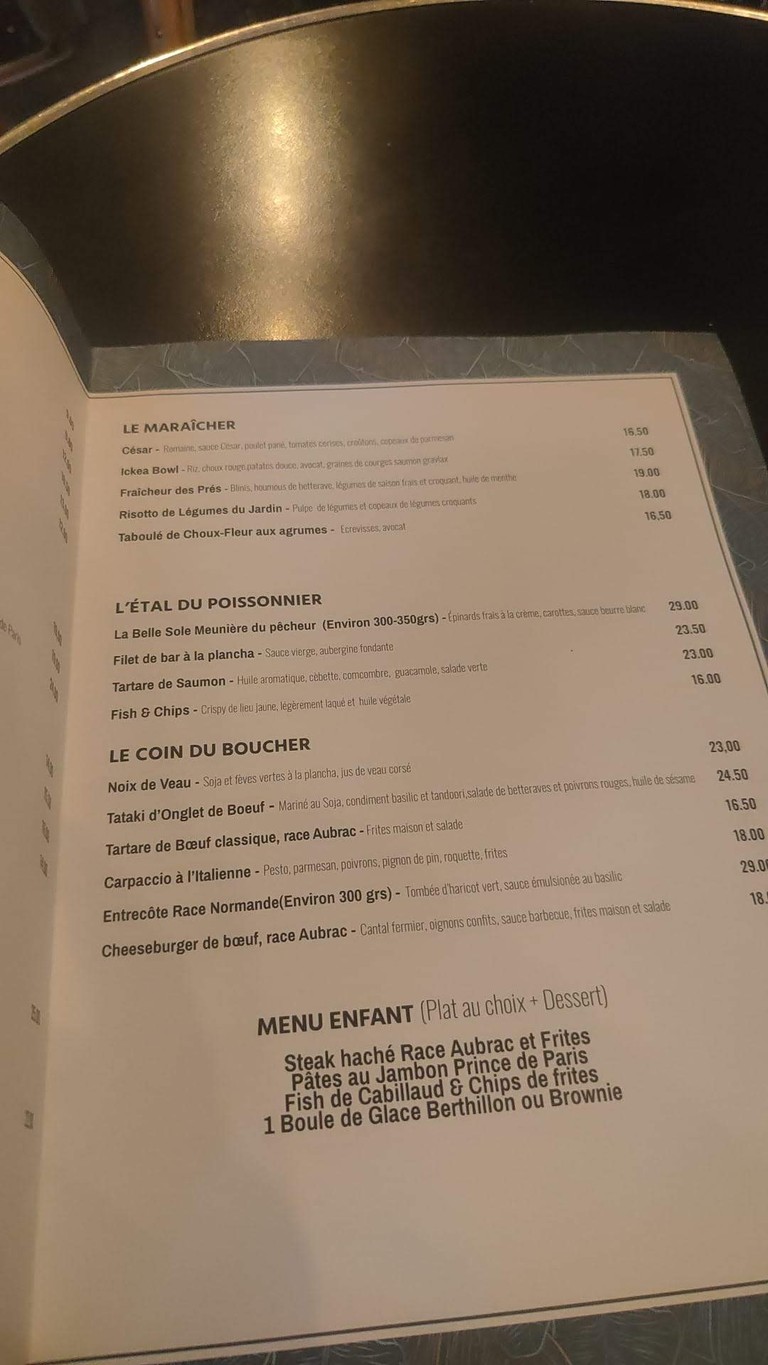 Quartier Vavin menu 2