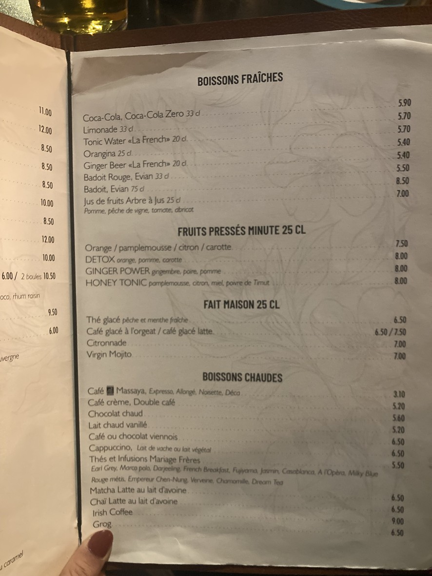 Quartier Vavin menu 3