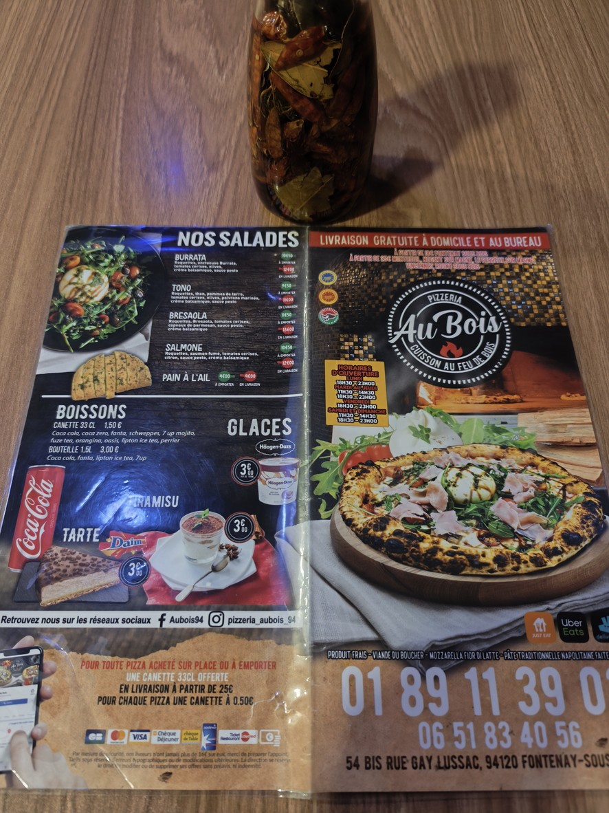 Pizzeria Au Bois menu 1