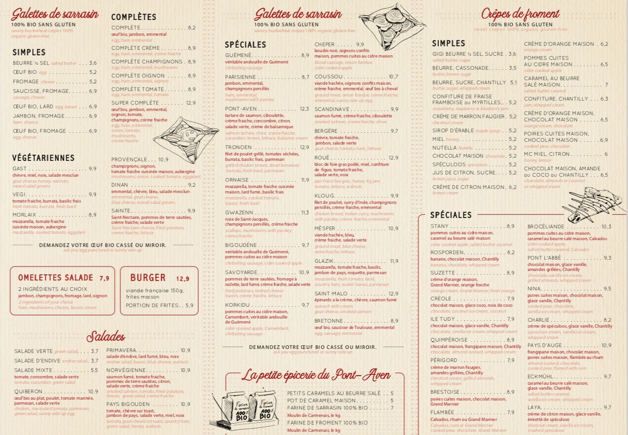 Crêperie de Pont-Aven menu 2