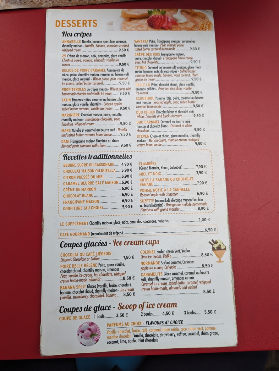 La Cuillère en Bois menu 2