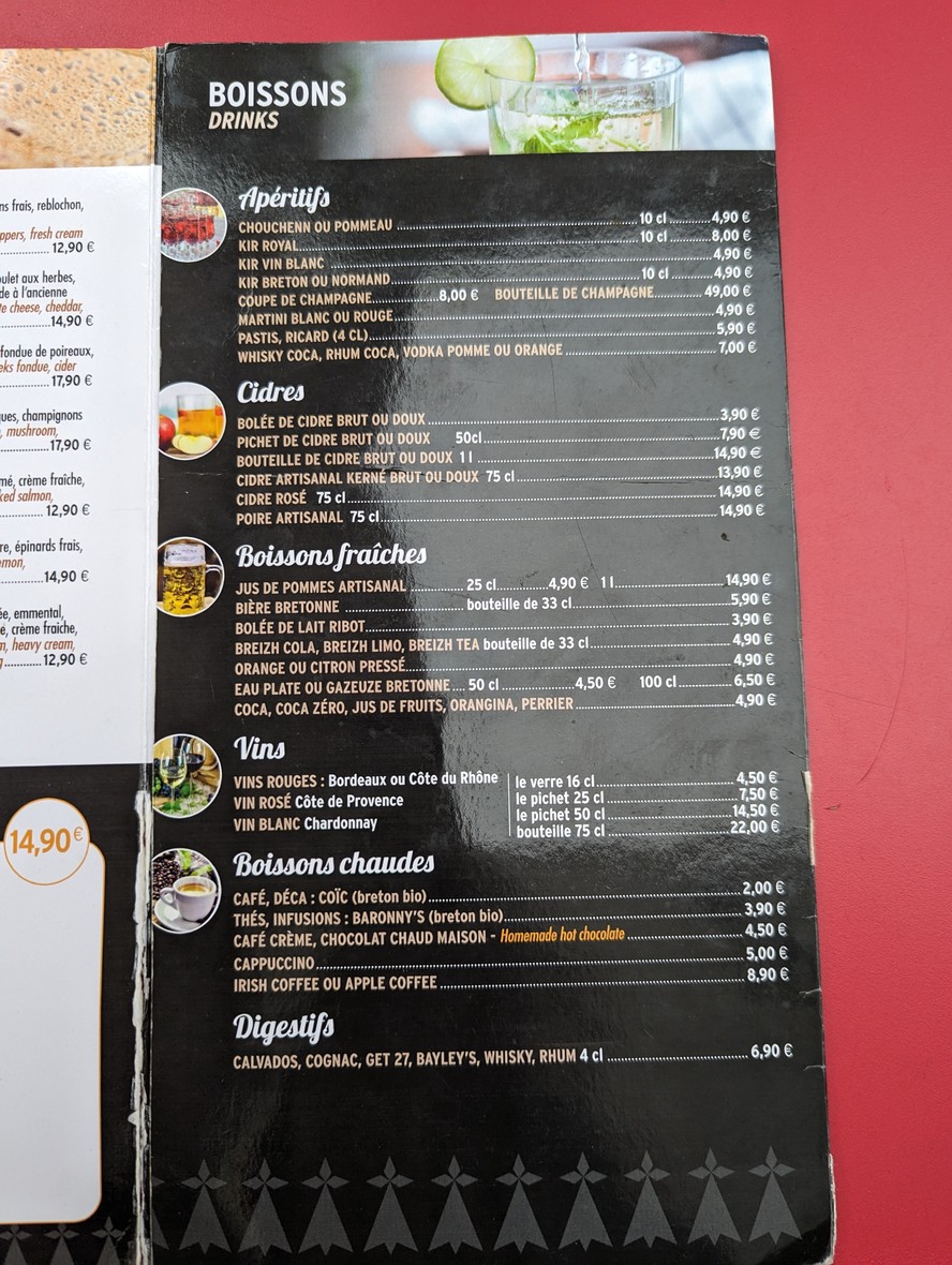 La Cuillère en Bois menu 3