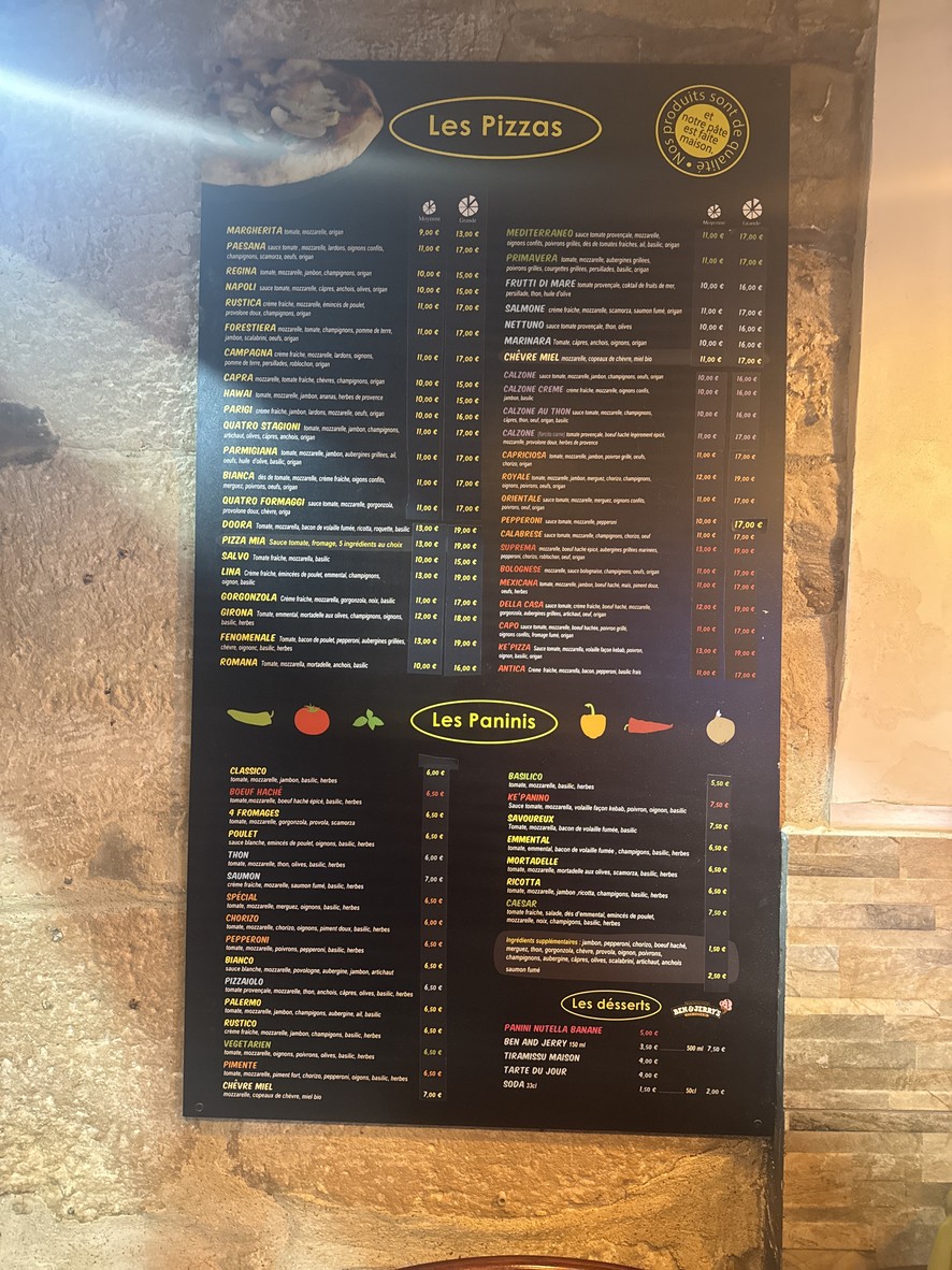 Les Artisans de la Pizza menu 1