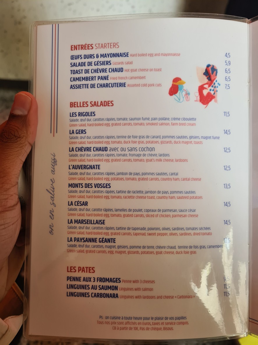 Les Rigoles menu 1
