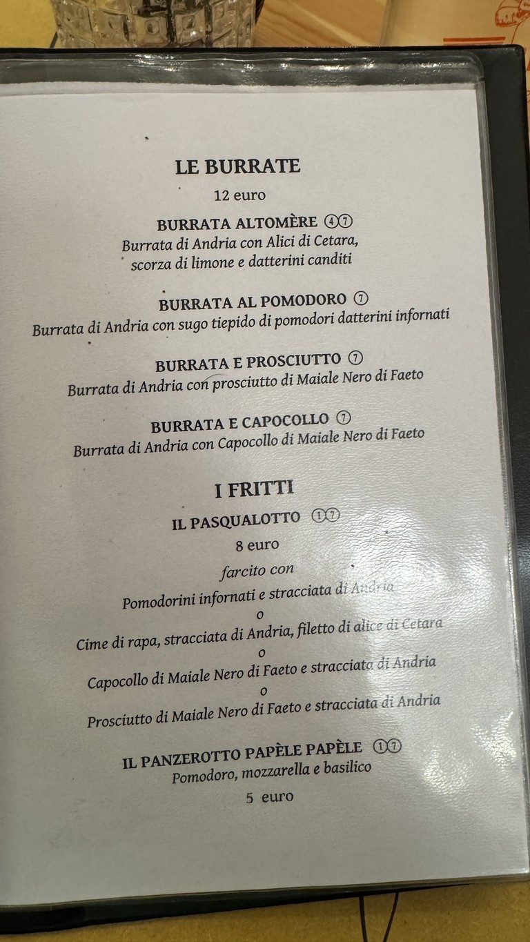 Orecchietteria Banfi menu 1