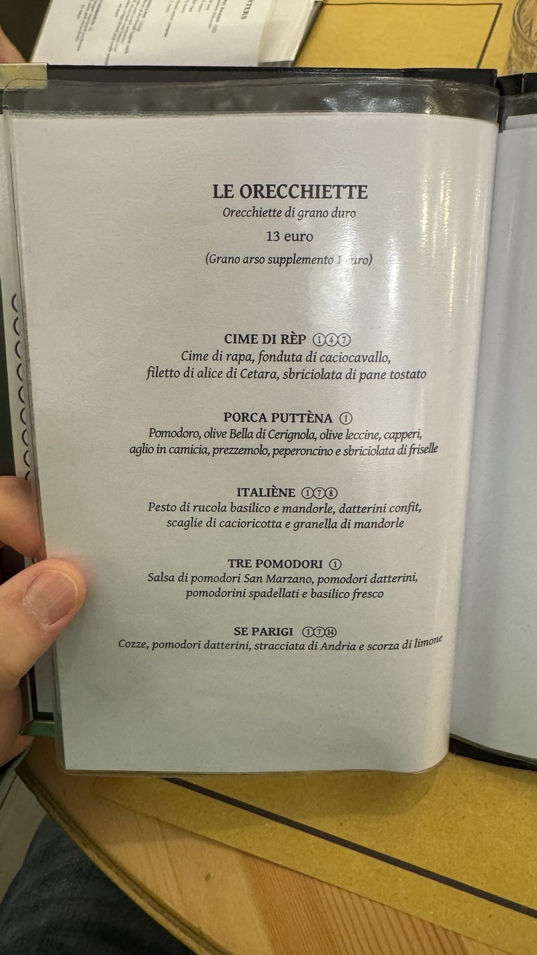 Orecchietteria Banfi menu 2