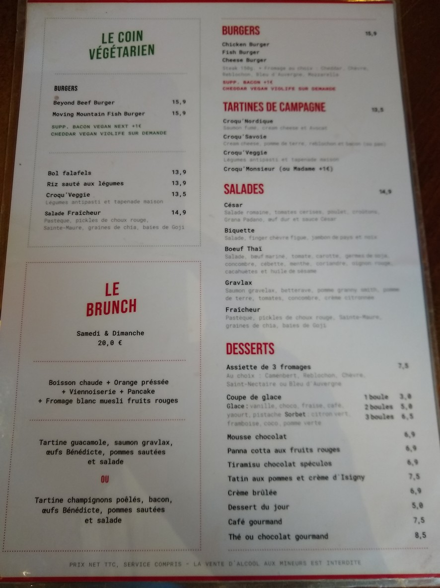 À Mon Café menu 2