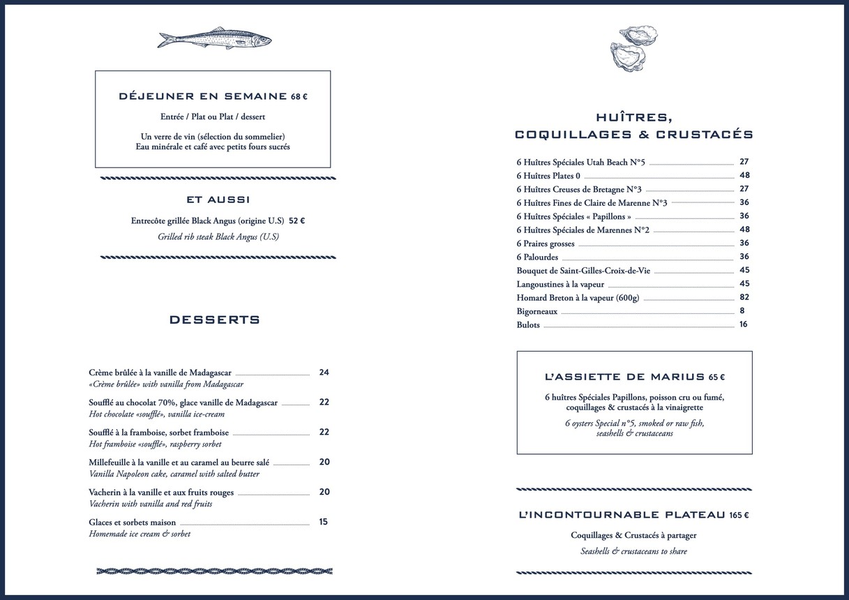 Marius et Janette menu 2