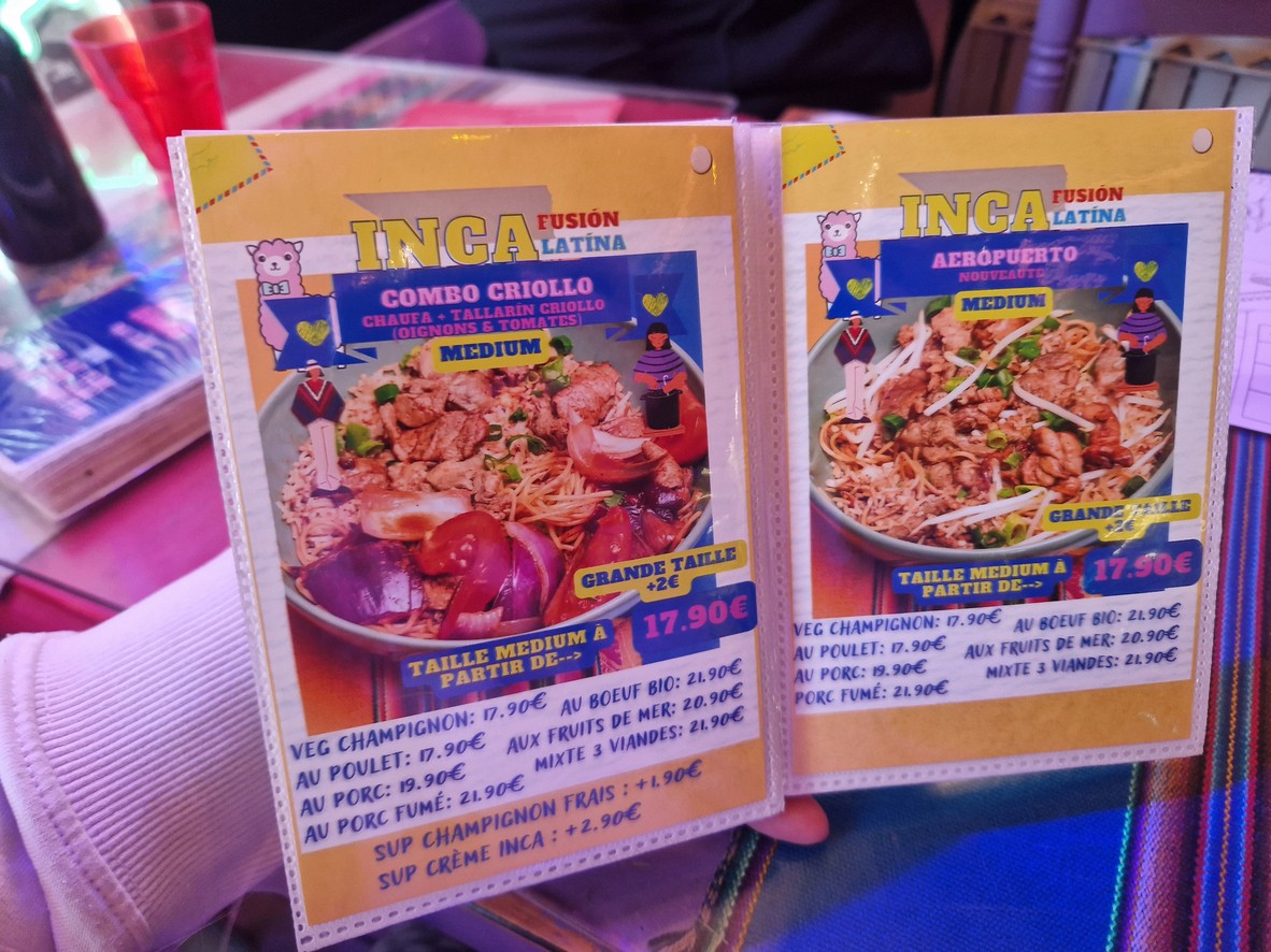 INCA fusion latina menu 3
