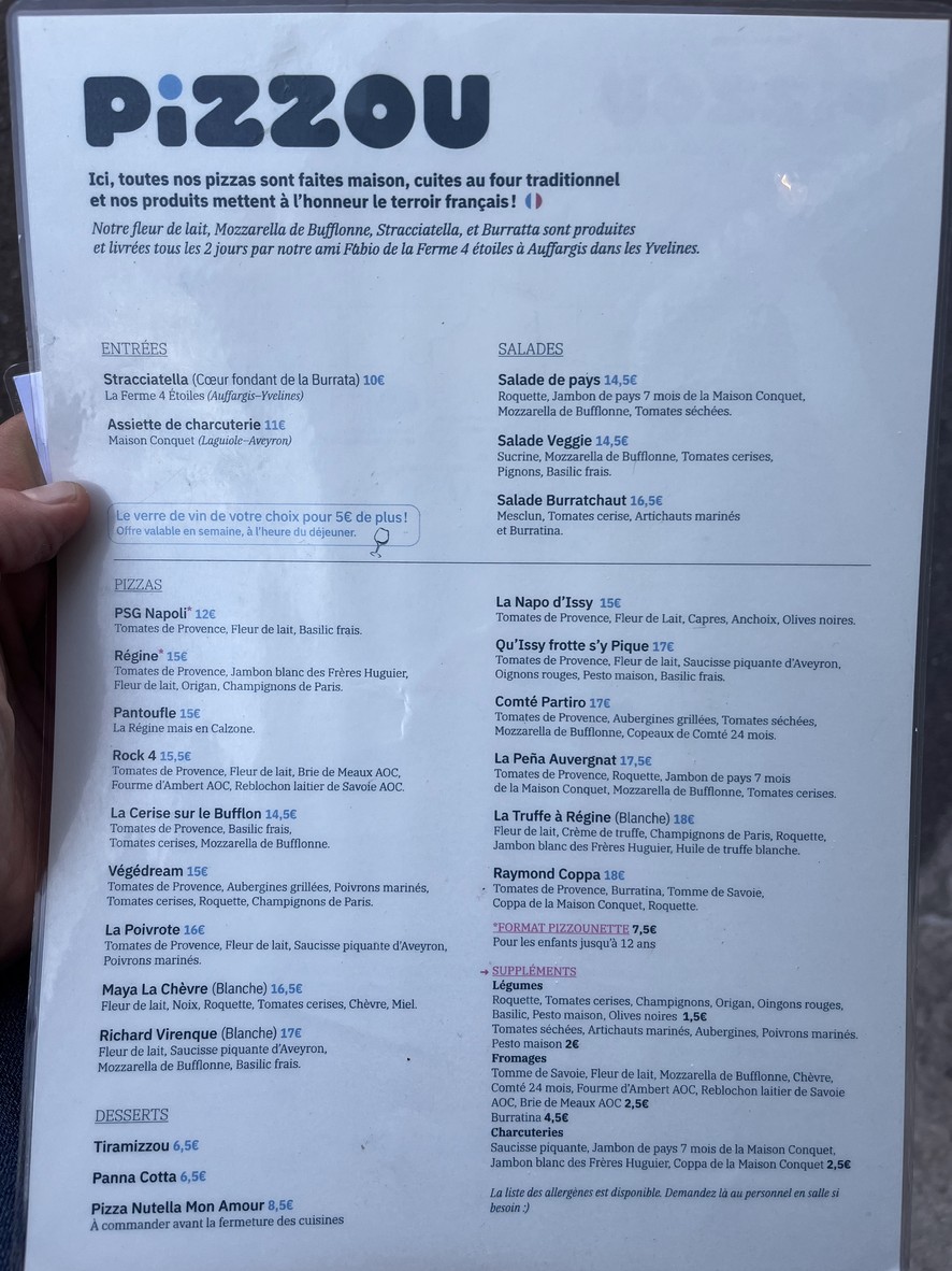 Pizzou Issy menu 1