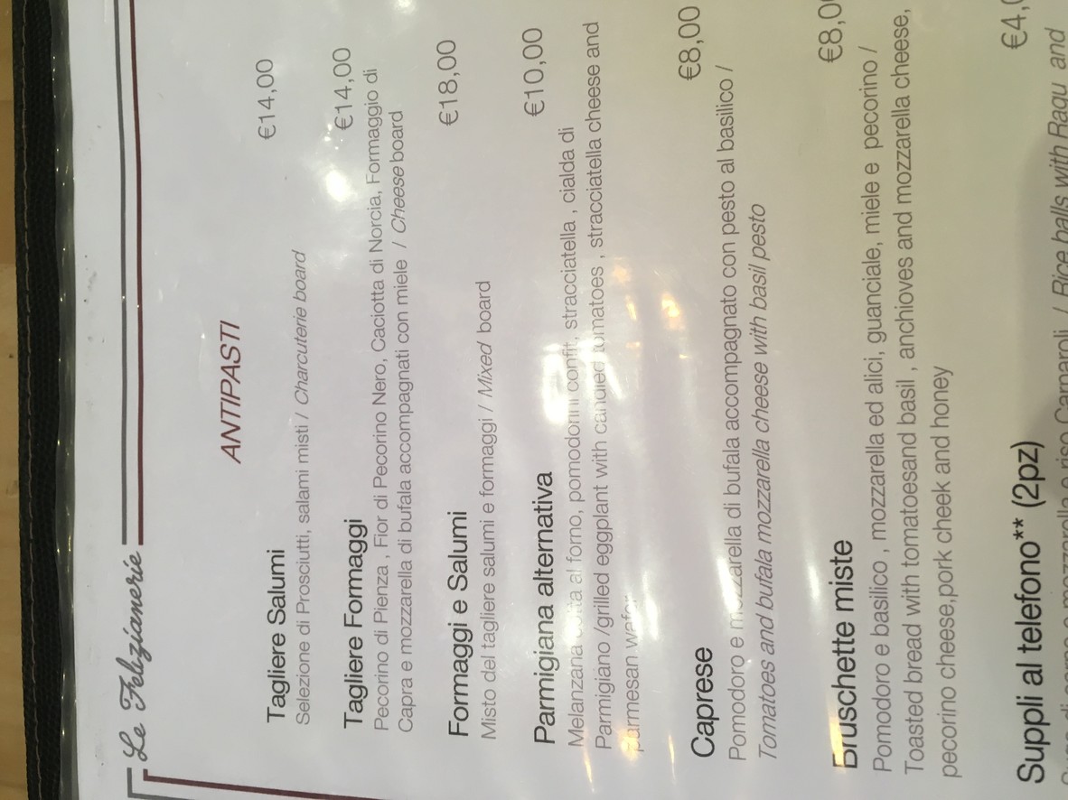 Forno Feliziani menu 2