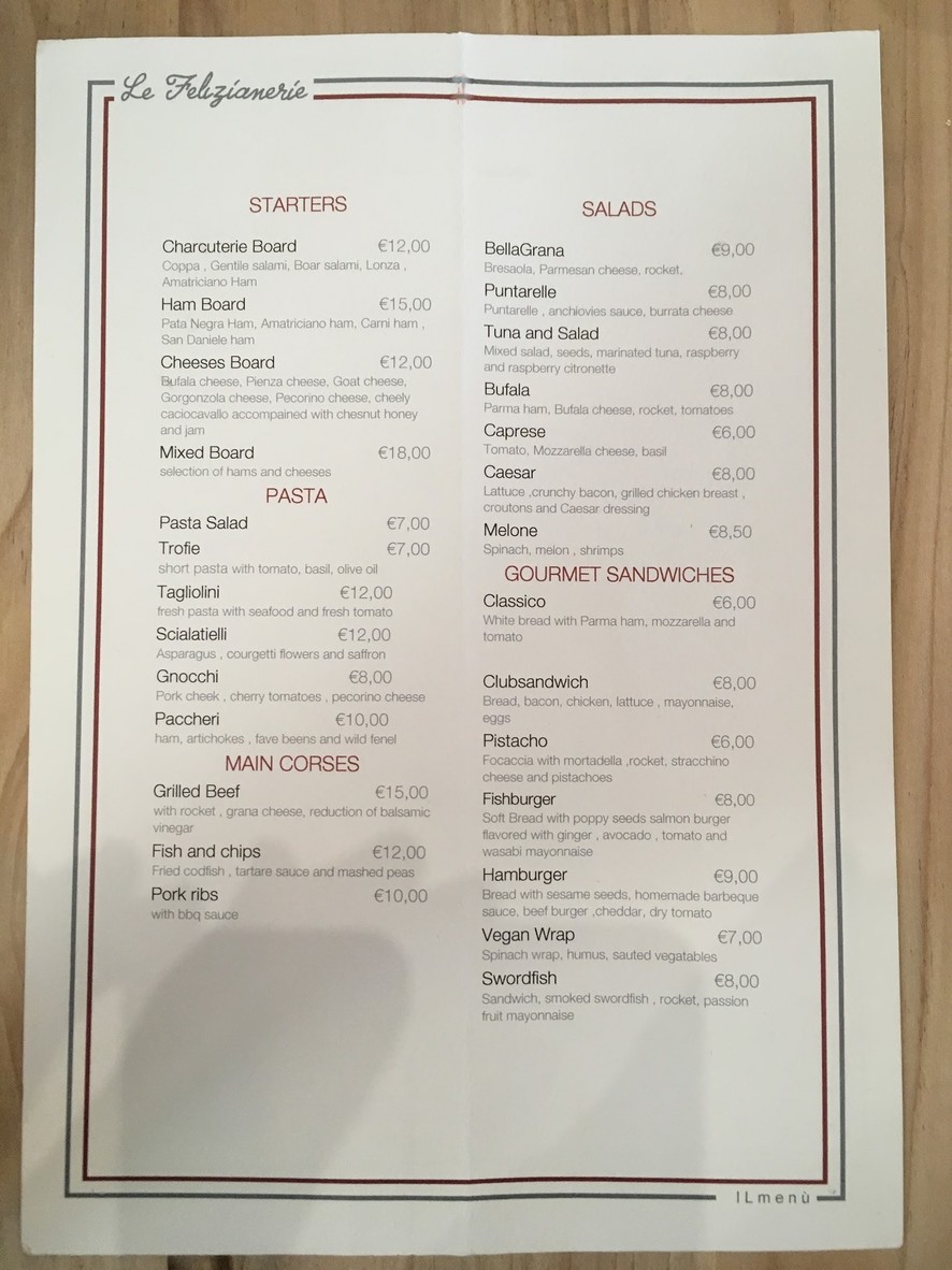 Forno Feliziani menu 3