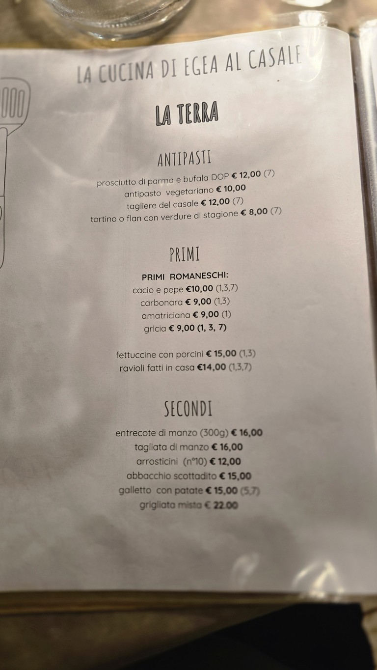 Egea Al Casale menu 1