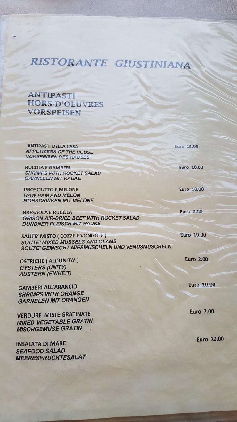 Giustiniana menu 1