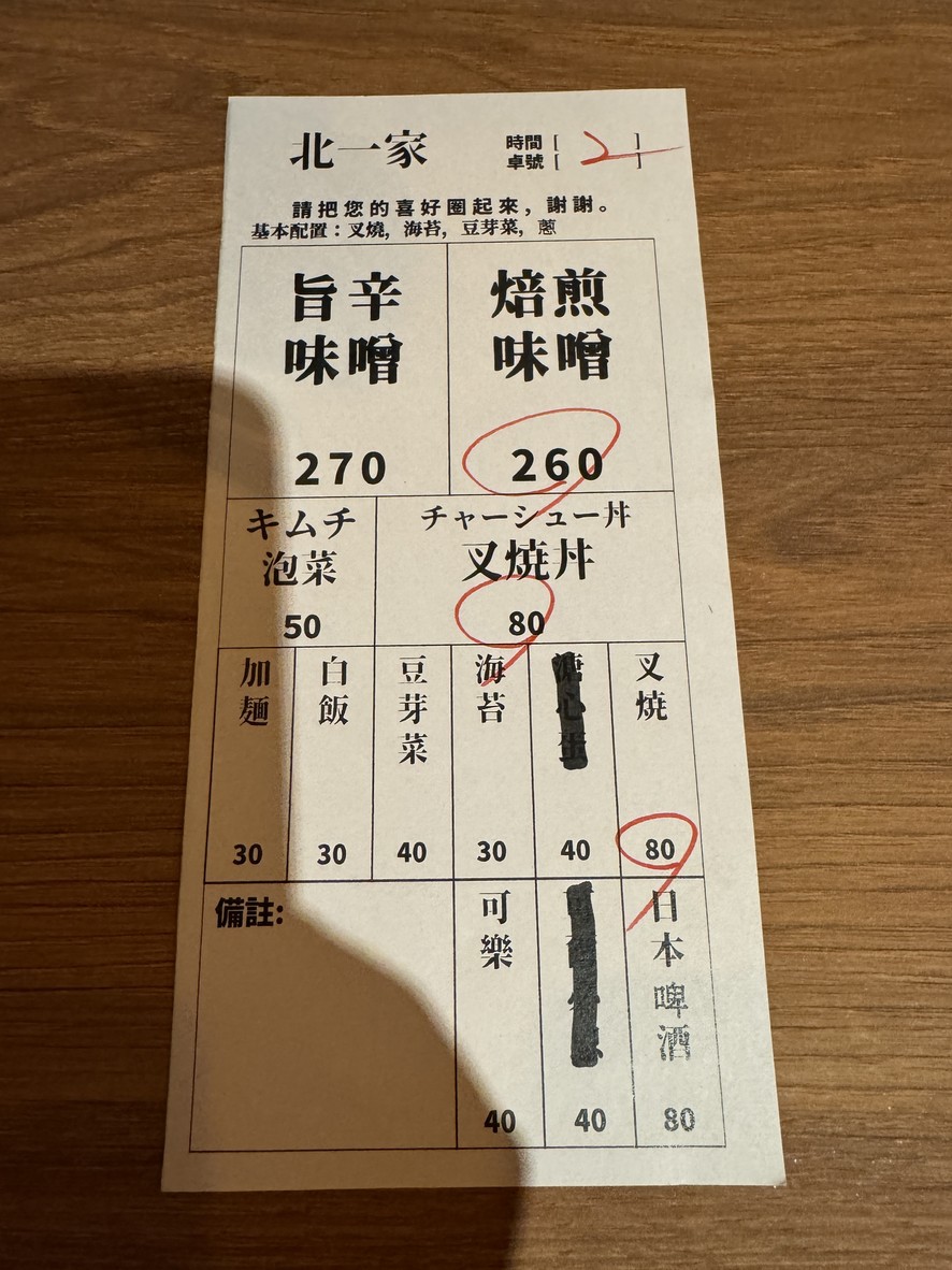 Běi Yī Jiā Lāmiàn menu 2