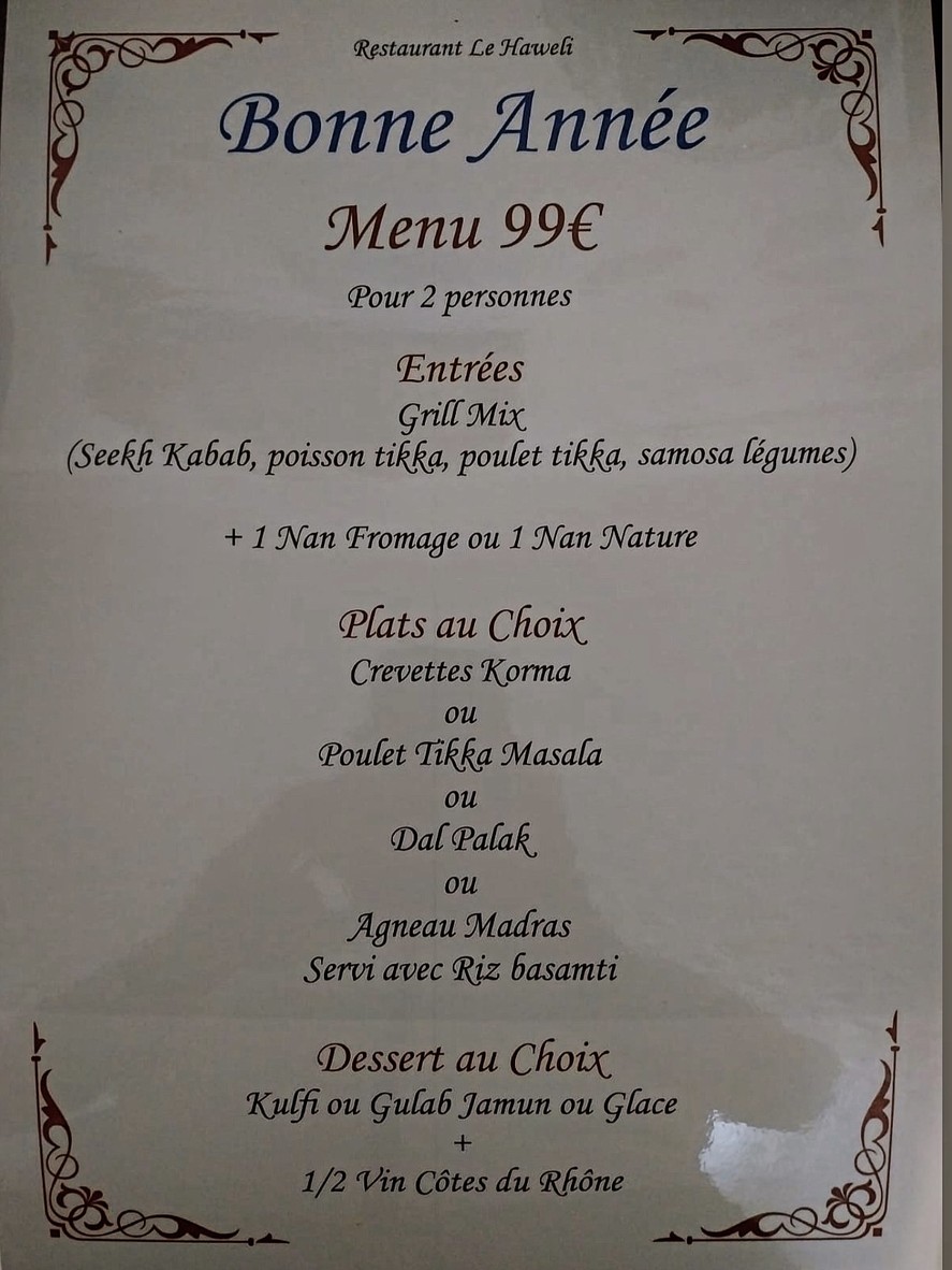 Le Haveli menu 1