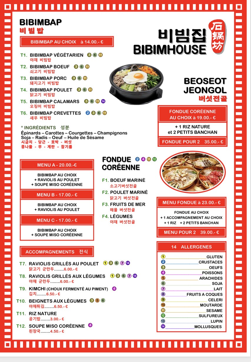 Bibim House La Fayette menu 2