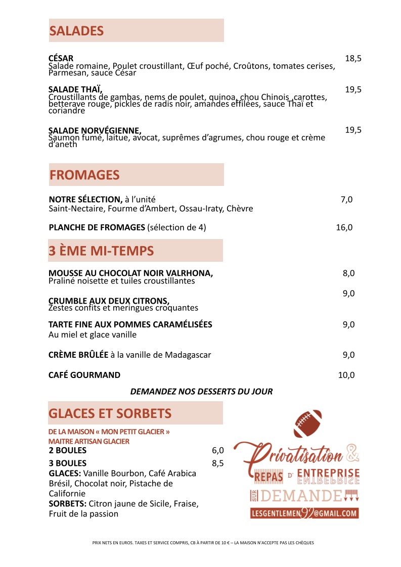 Les Gentlemen menu 2