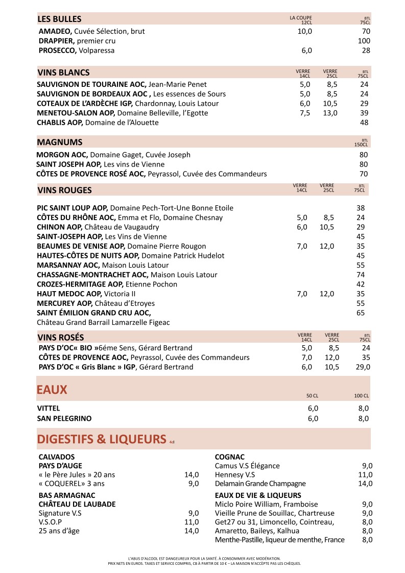 Les Gentlemen menu 4