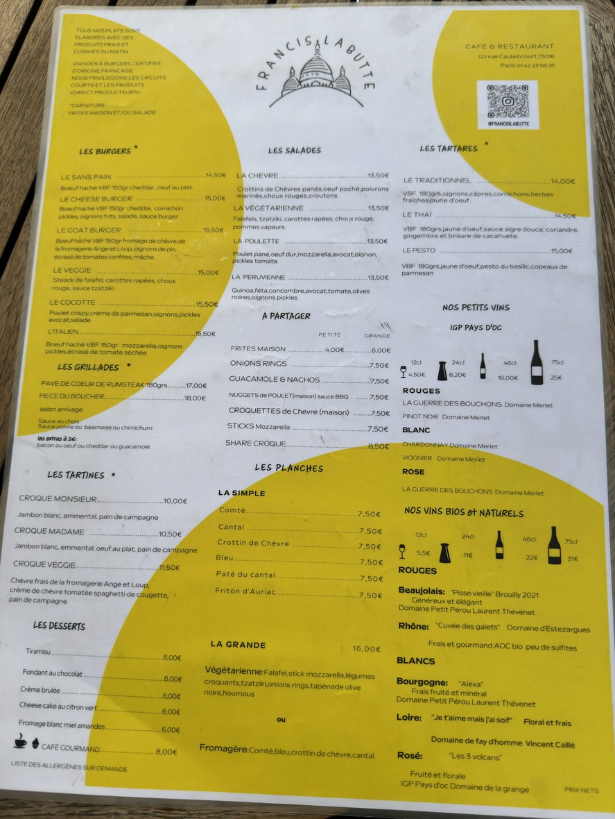 Francis Labutte menu 1