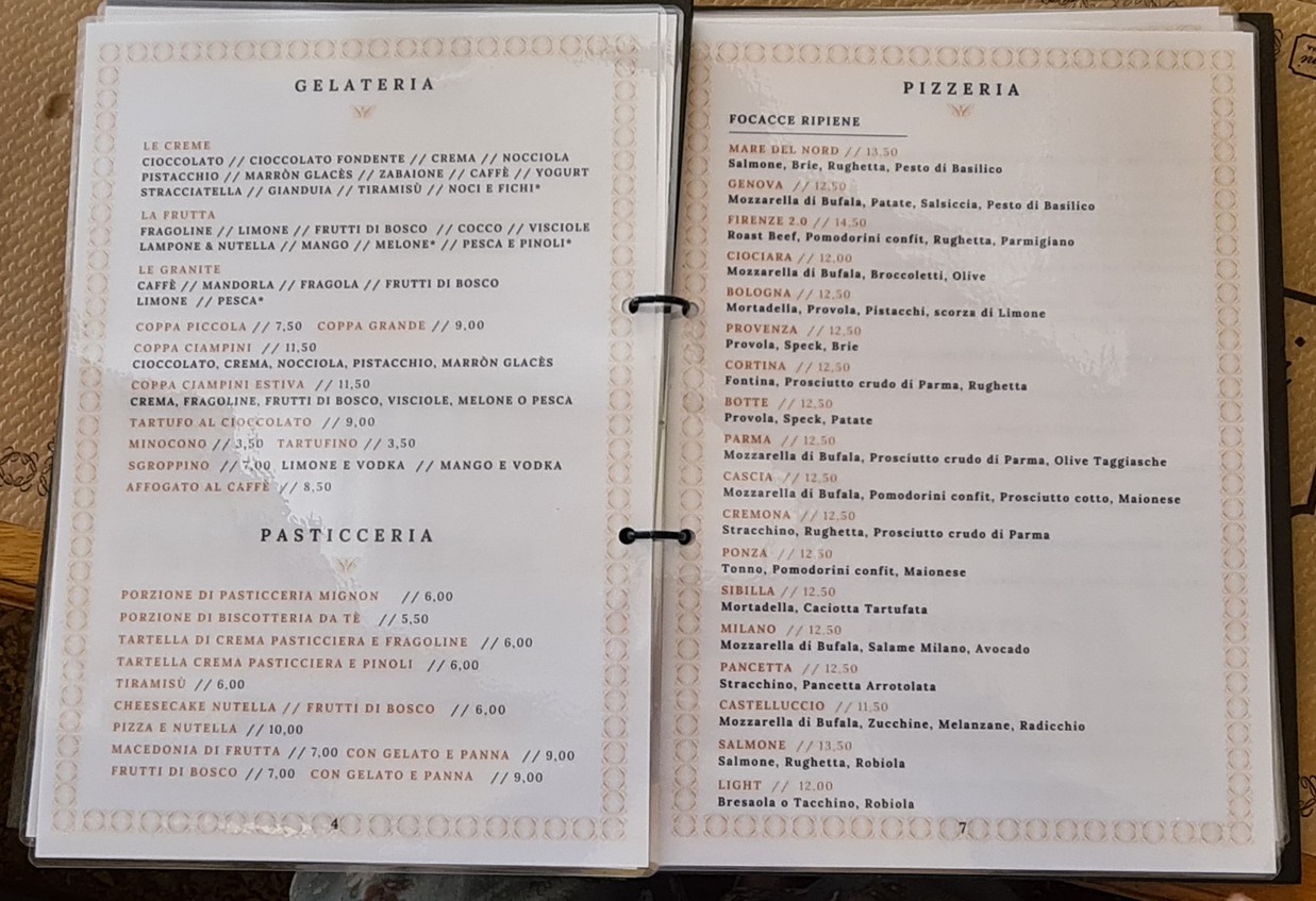 Ciampini Bistrot menu 2