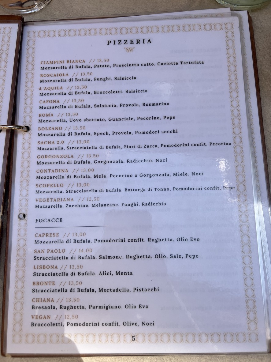 Ciampini Bistrot menu 3