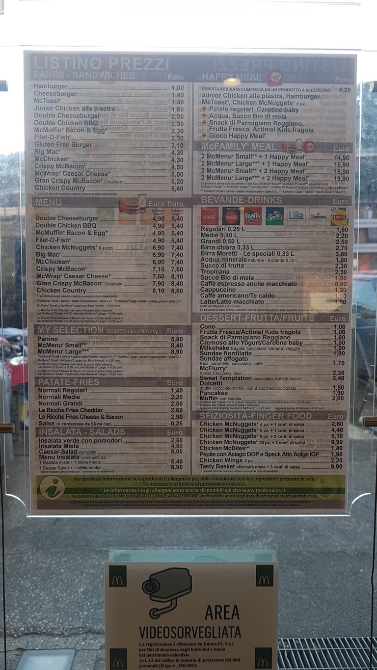 McDonald's menu 1