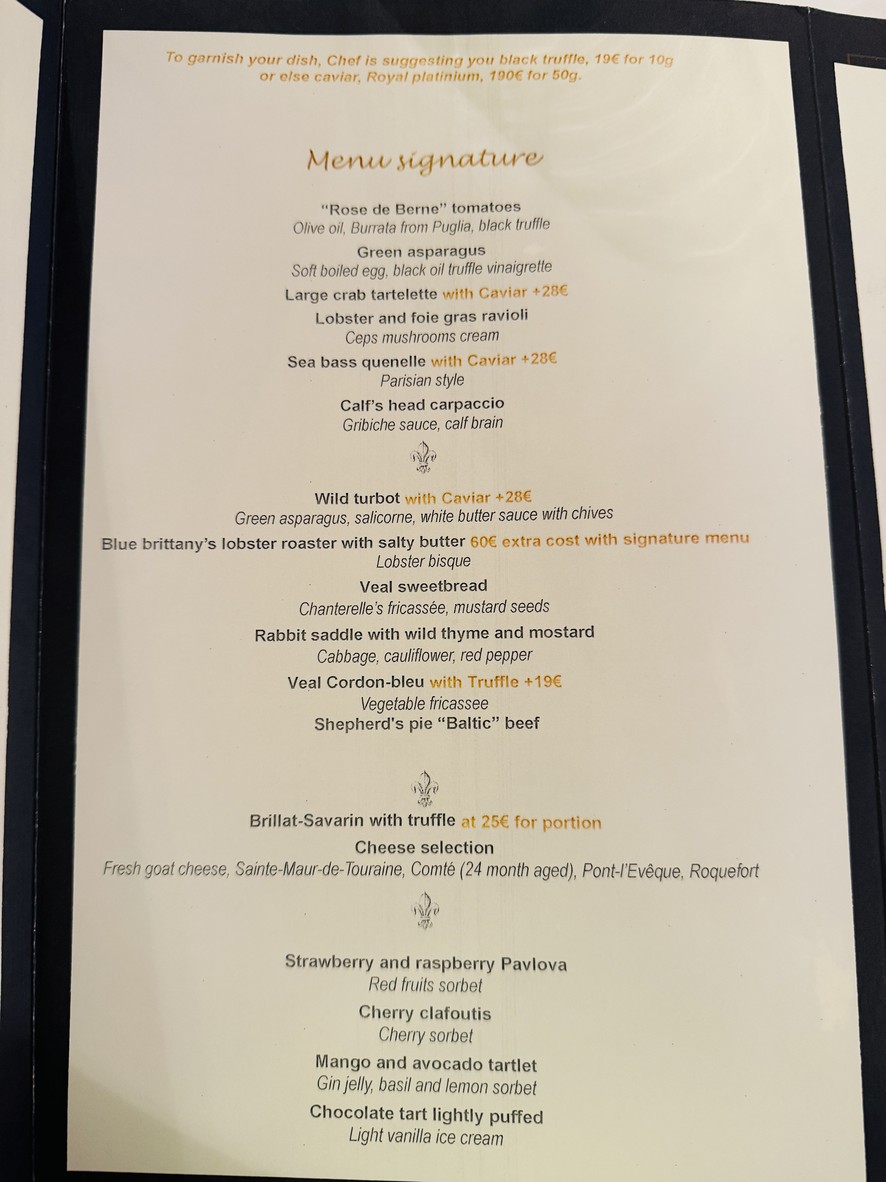 Relais Louis XIII menu 2