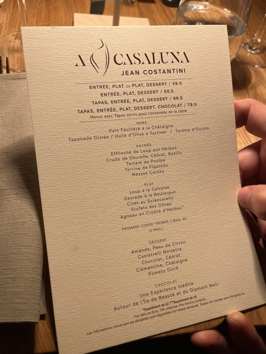 A Casaluna menu 1