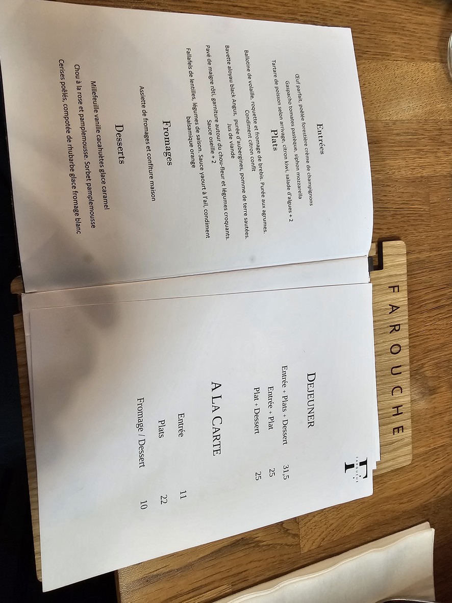 Restaurant Farouche menu 2