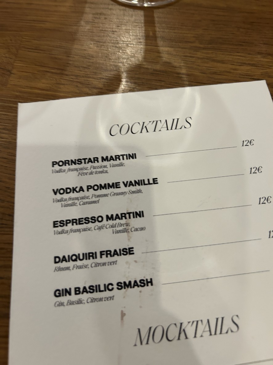 Restaurant Farouche menu 3
