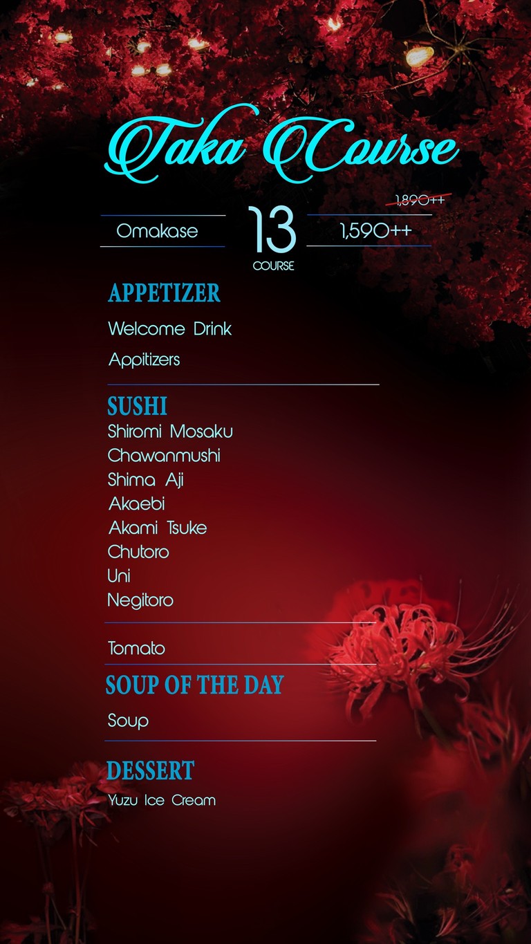 Taka Omakase menu 2