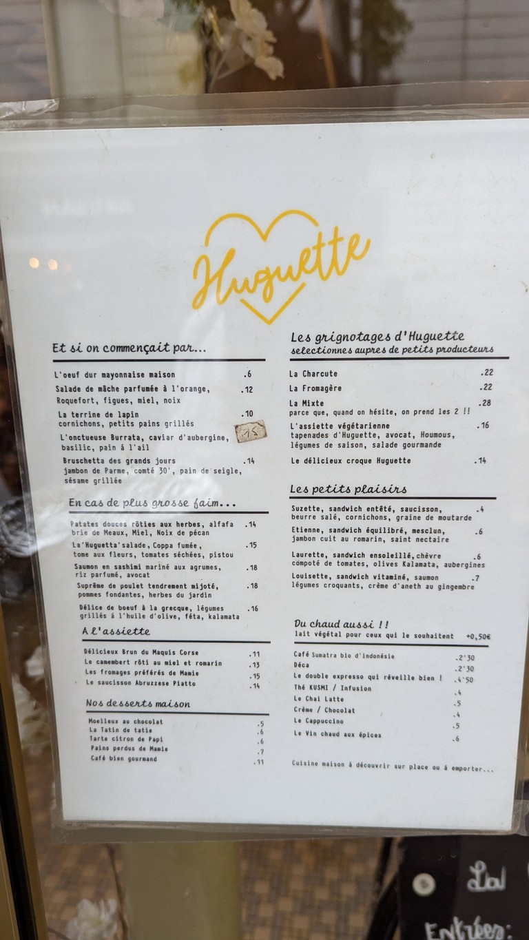 Huguette menu 1