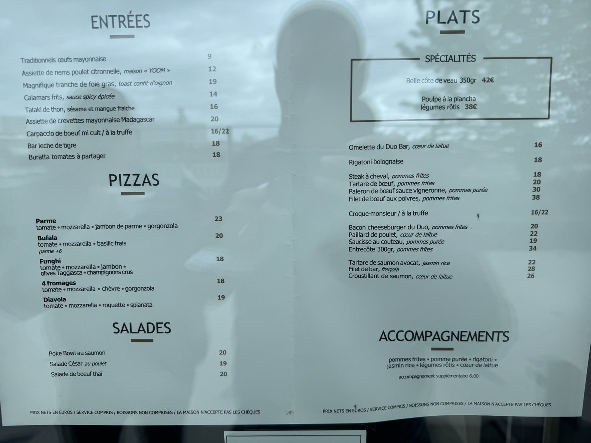 Duo Bar menu 1
