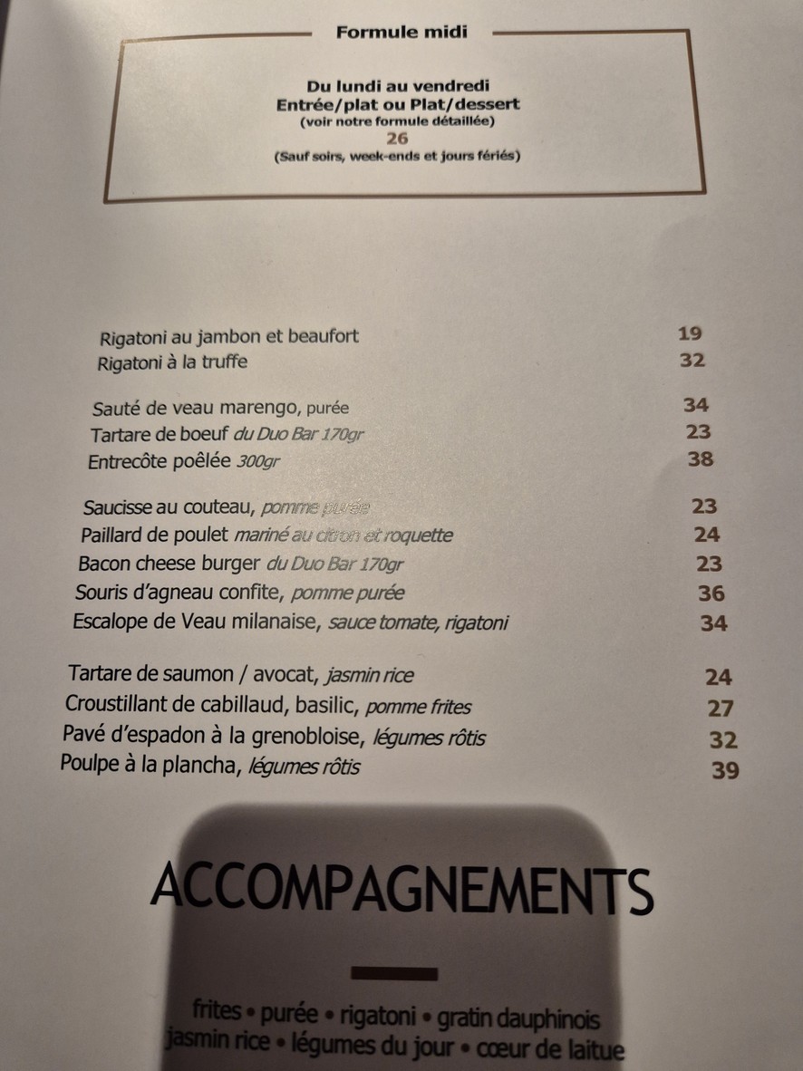 Duo Bar menu 2