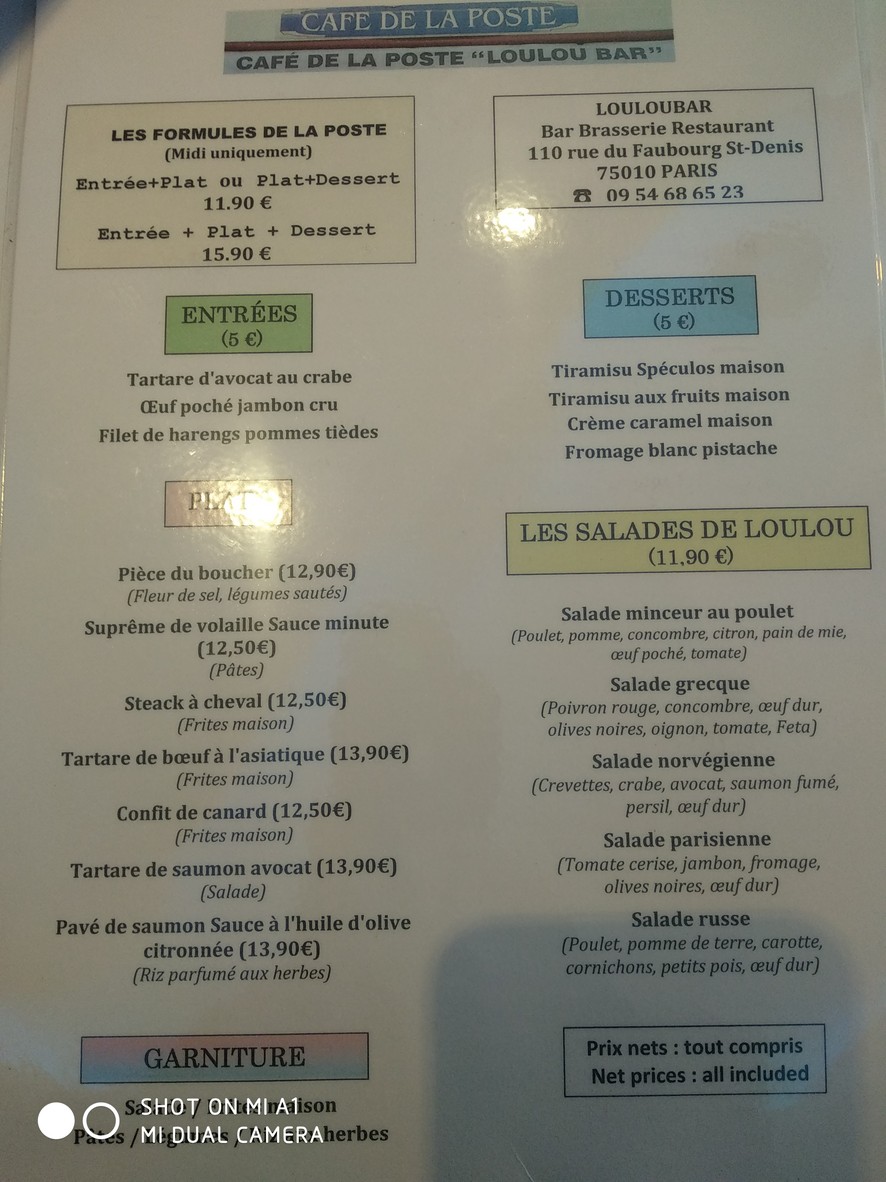Loulou Bar menu 1