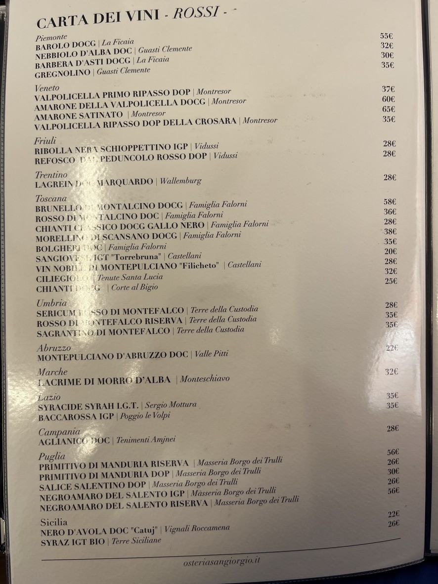 Osteria San Giorgio menu 5