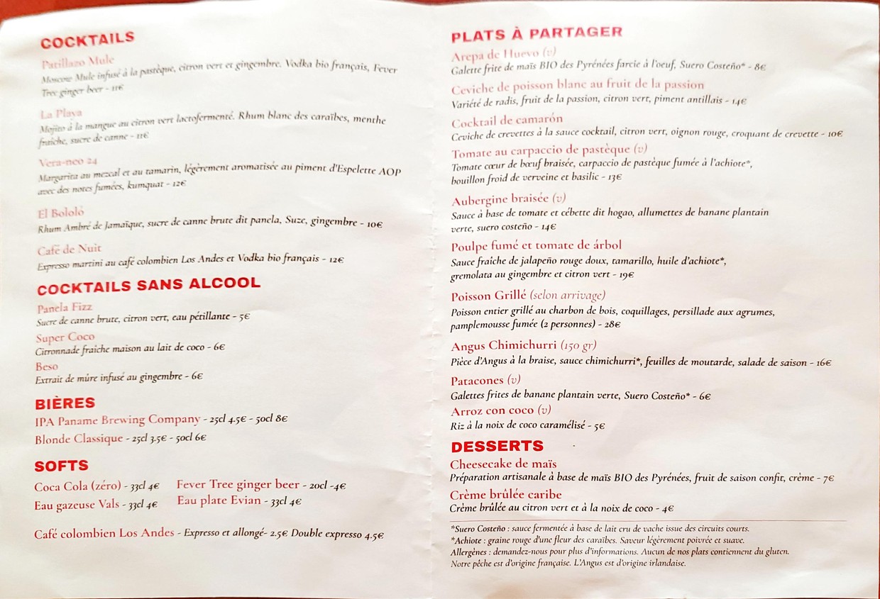 Comité Caribe menu 1