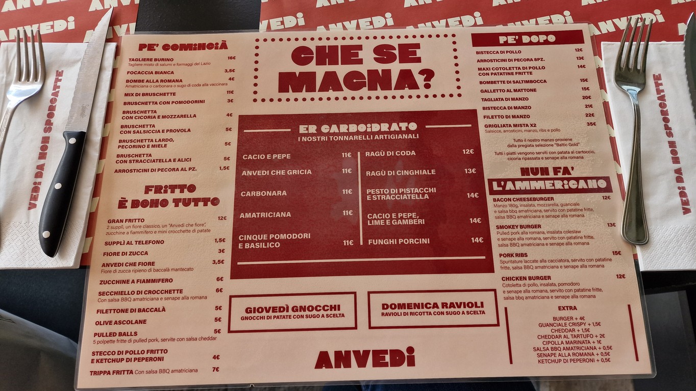 ANVEDI BATTISTINI menu 1