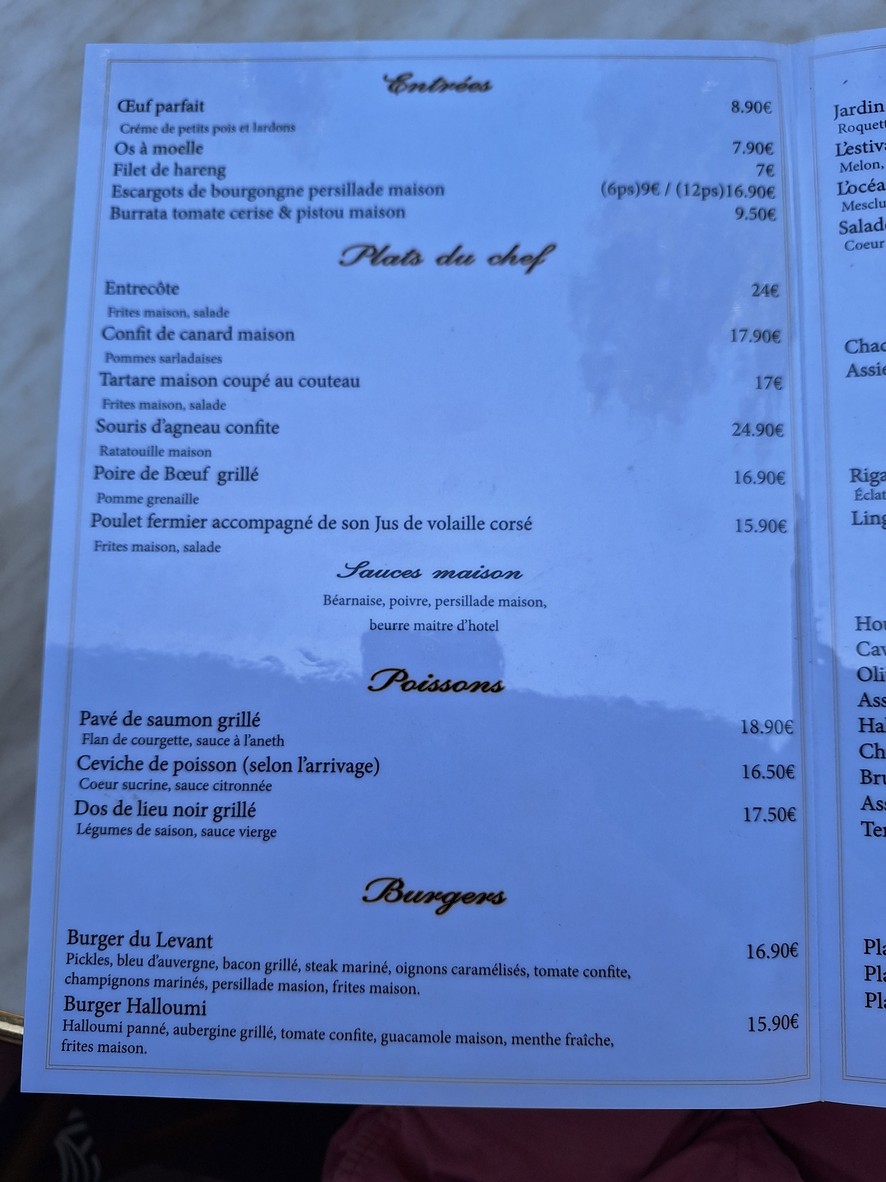 Au Levant menu 2