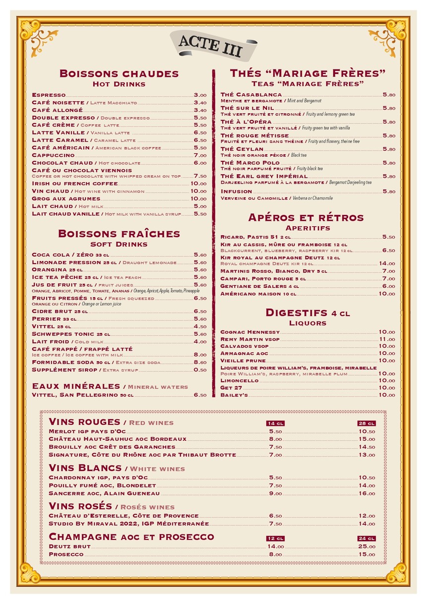 Café de la Comédie menu 3