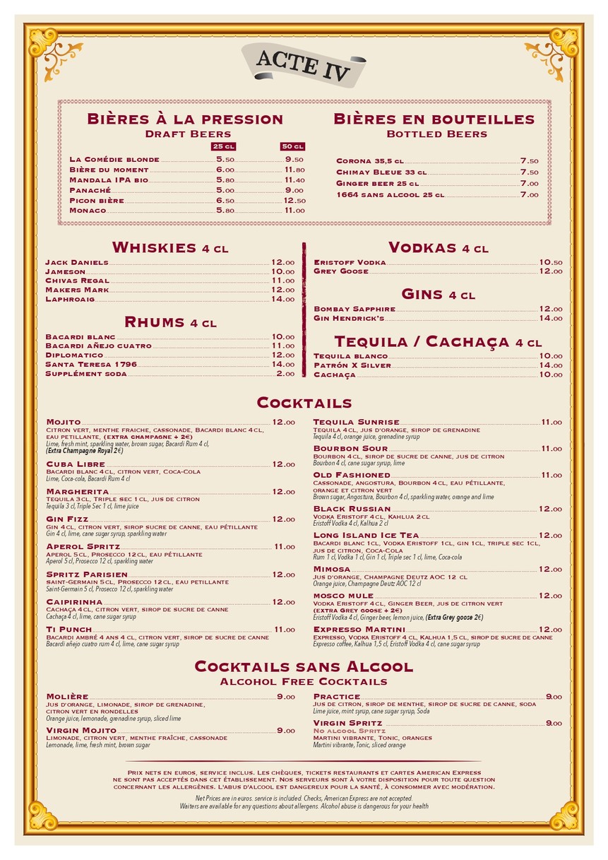 Café de la Comédie menu 4
