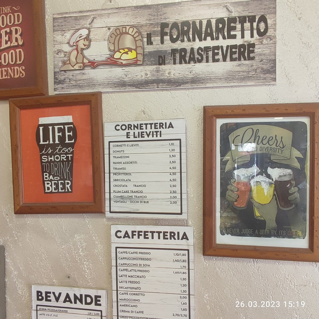 Il Fornaretto di Trastevere menu 2